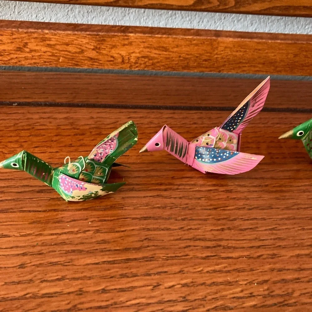 Hanging birds and fish Vintage Oragami painted missing some paint